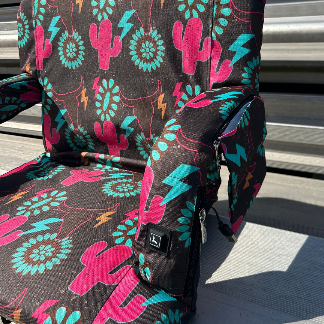 Heated Electric Cowboy 23" Stadium Seat with Armrests