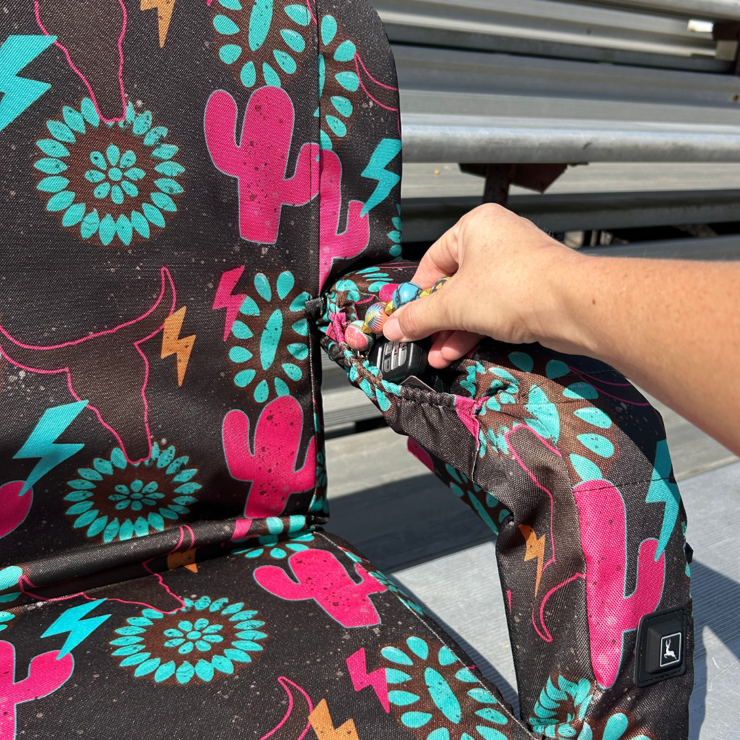 Heated Electric Cowboy 23" Stadium Seat with Armrests
