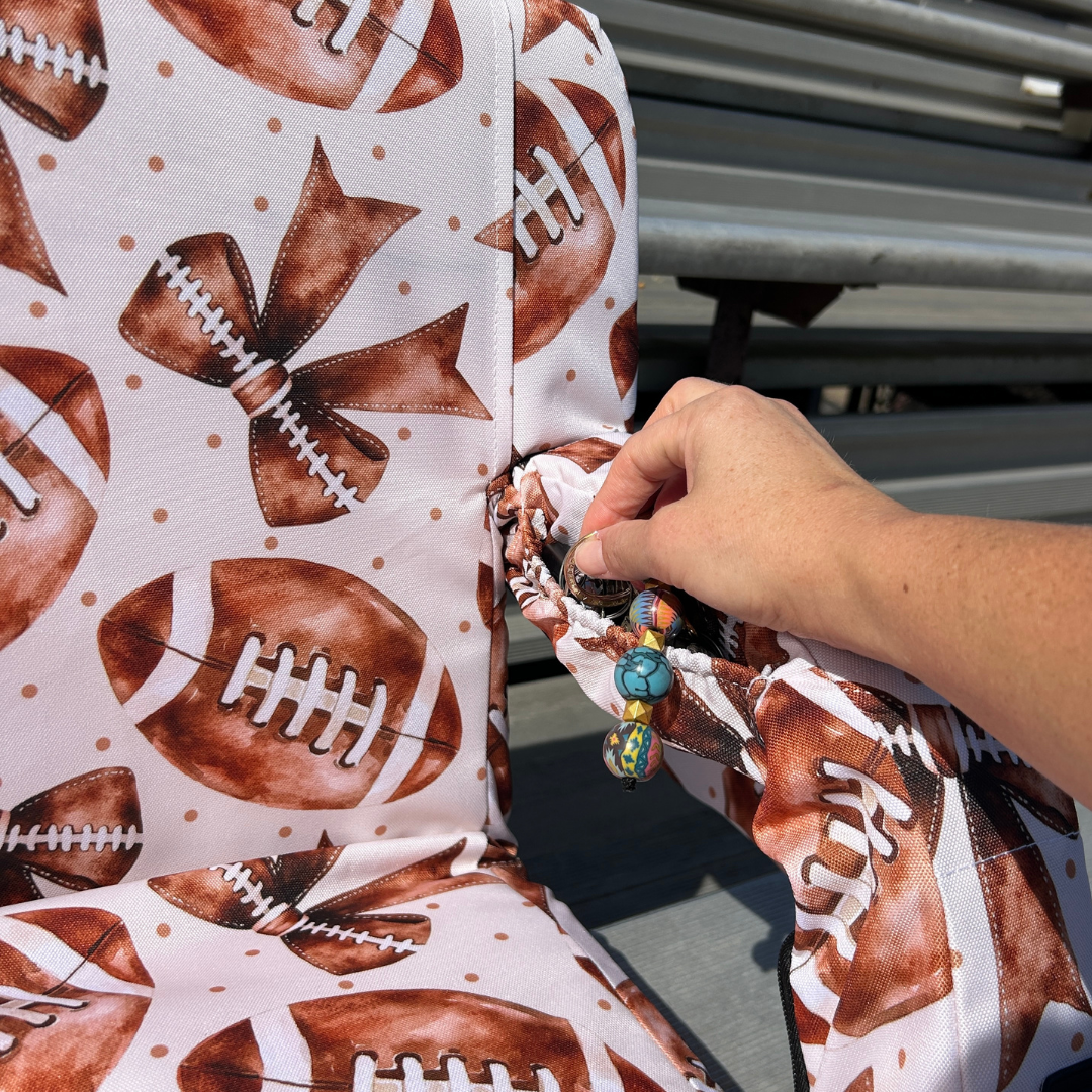 Heated Footballs & Bows 23" Stadium Seat with Armrests
