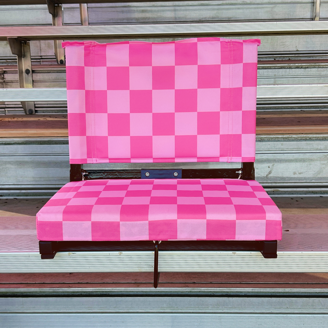 Pink Checkerboard Folding Stadium Seat