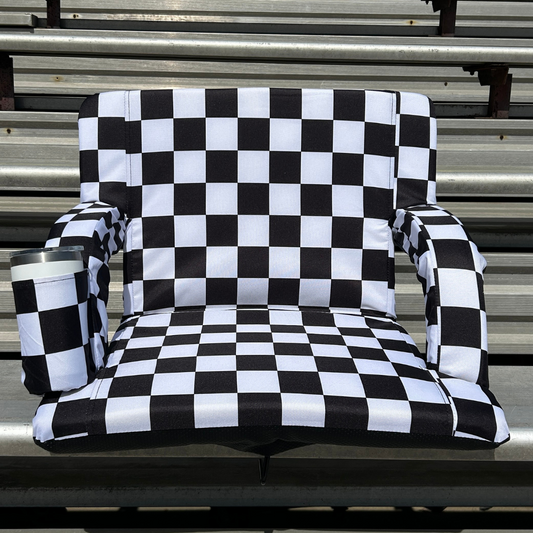 Black and White Checkerboard 23" Stadium Seat with Armrests