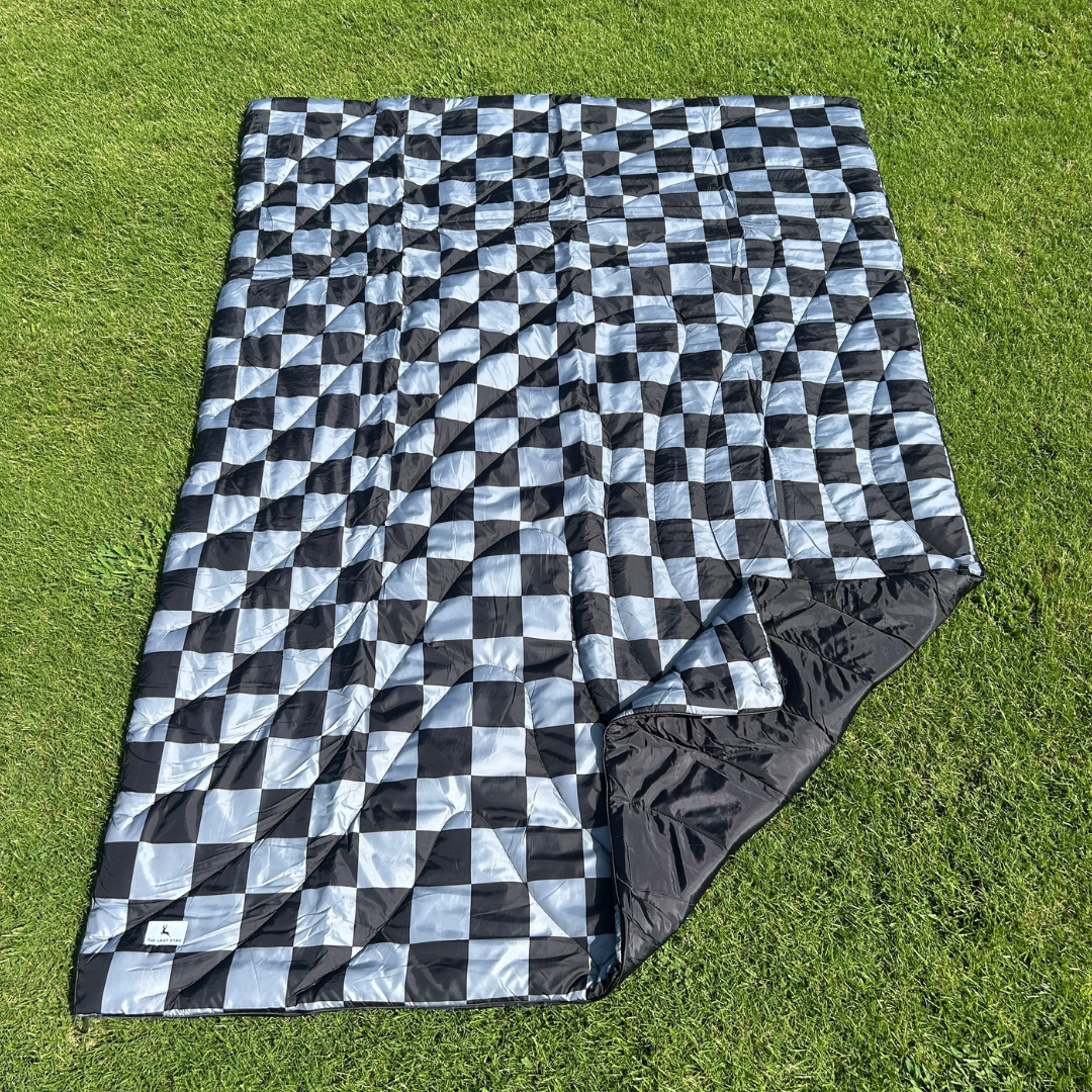 Grey Checkerboard - Indoor/Outdoor Puffy Blanket