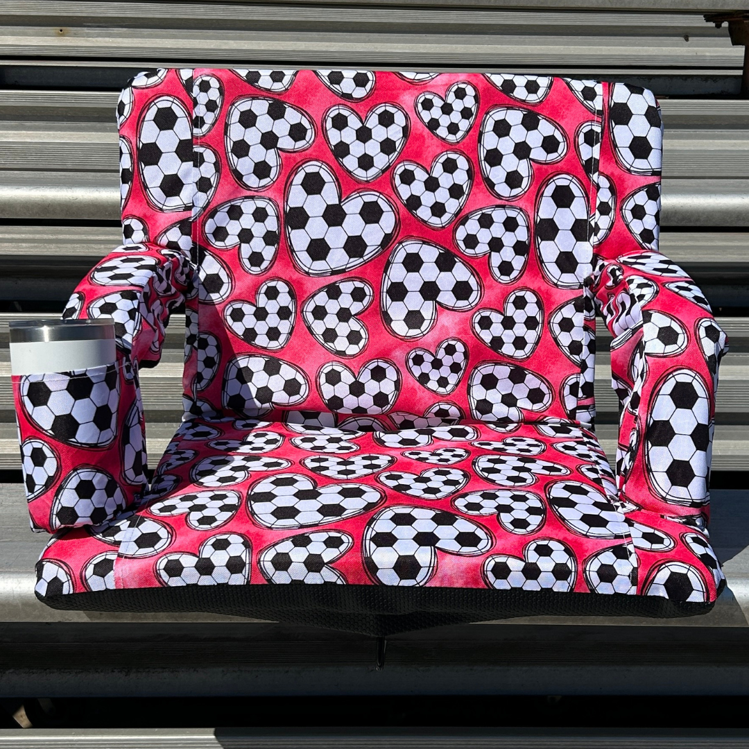 Soccer Hearts - Pink 23" Stadium Seat with Armrests