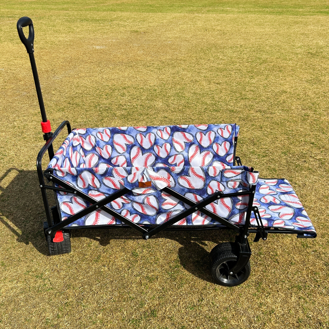 Baseball Hearts Blue Tailgate Wagon