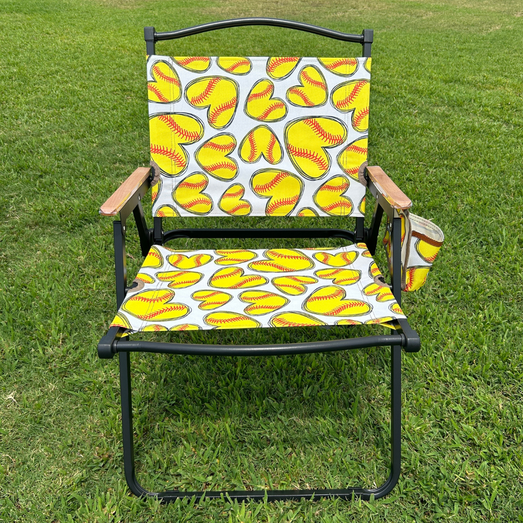 Softball Hearts Folding Lawn Chair