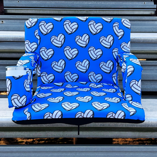 Volleyball Hearts Blue 23" Stadium Seat with Armrests