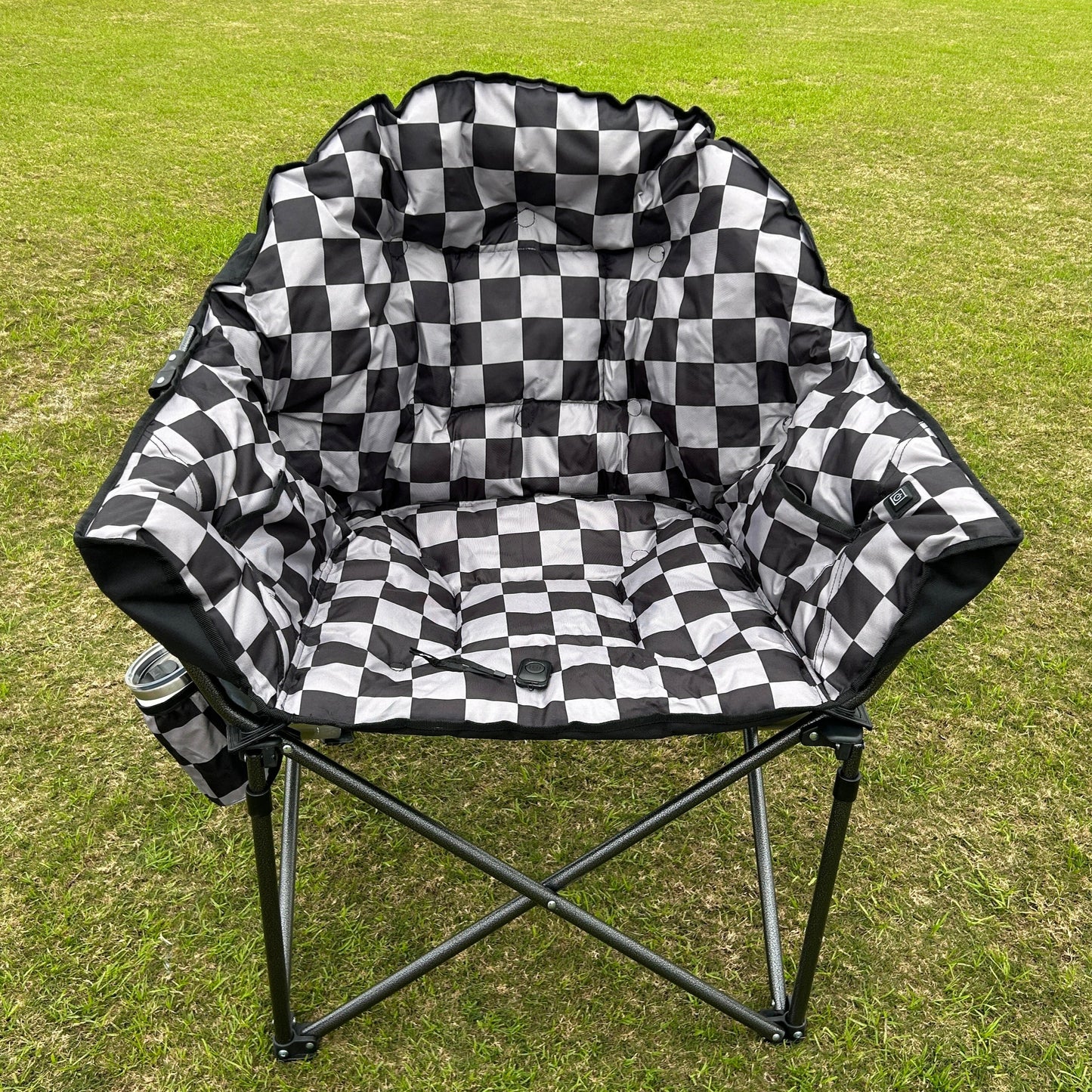 Grey Checkerboard - Heated Camping Chair