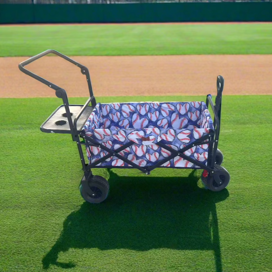 Baseball Hearts Blue Stroller Wagon