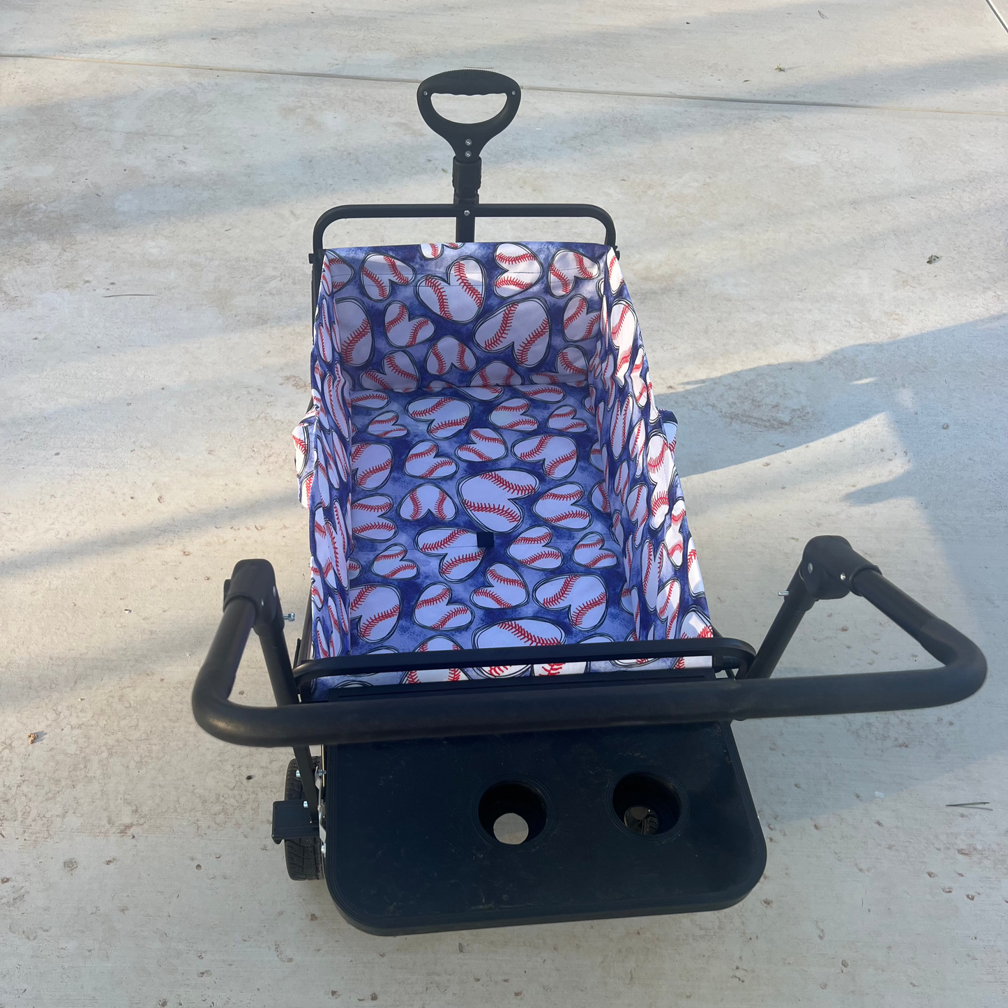 Baseball Hearts Blue Stroller Wagon