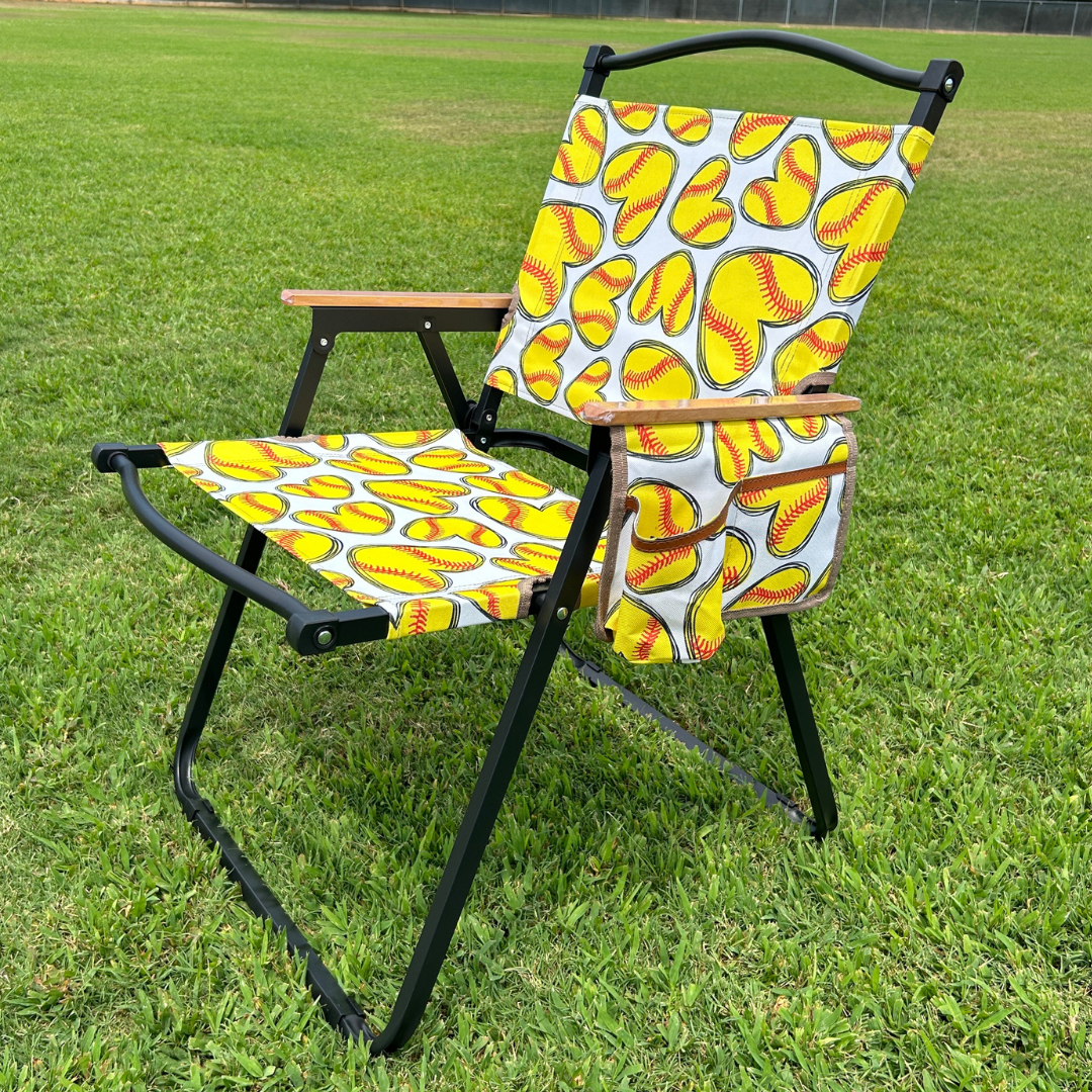 Softball Hearts Folding Lawn Chair