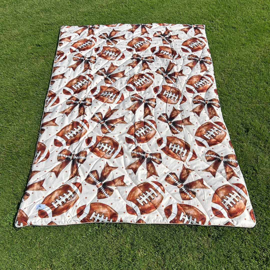 Footballs & Bows - Indoor/Outdoor Puffy Blanket