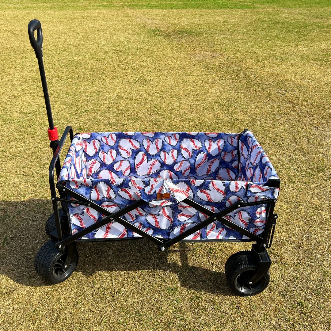 Baseball Hearts Blue Tailgate Wagon