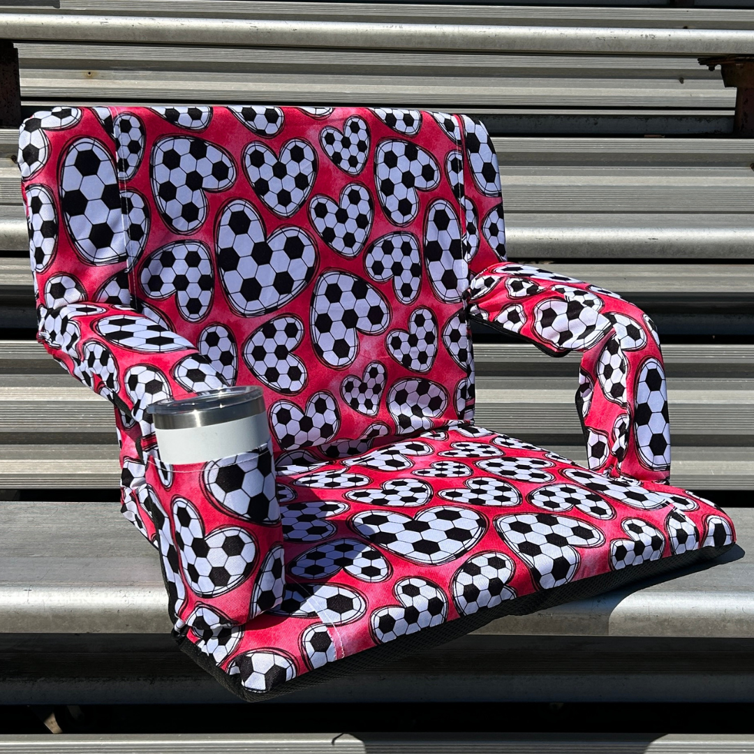 Soccer Hearts - Pink 23" Stadium Seat with Armrests