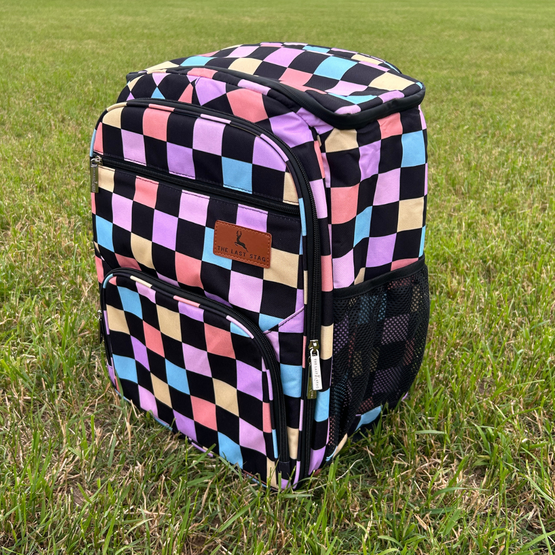 Retro Checkerboard Backpack Cooler