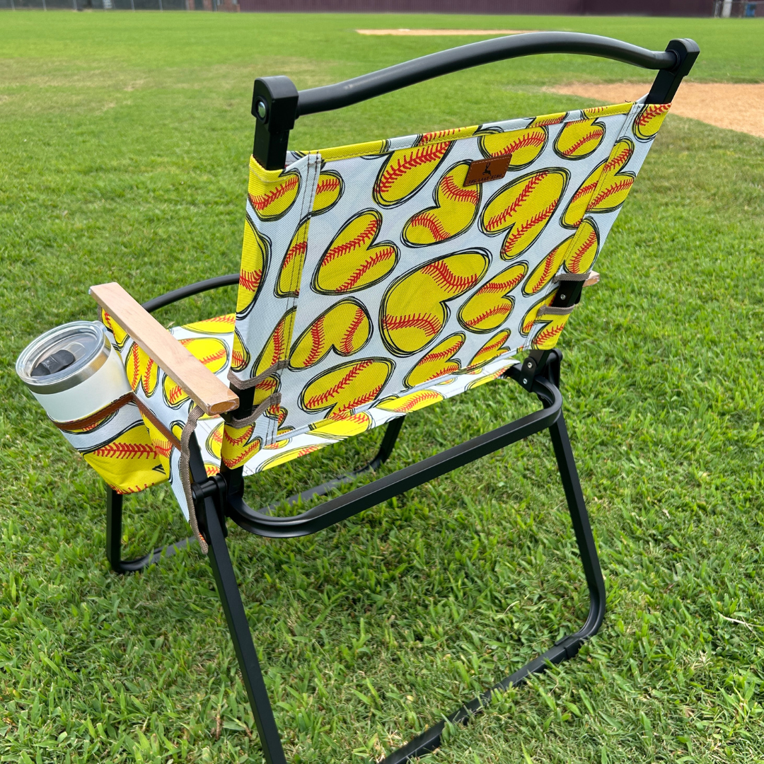 Softball Hearts Folding Lawn Chair