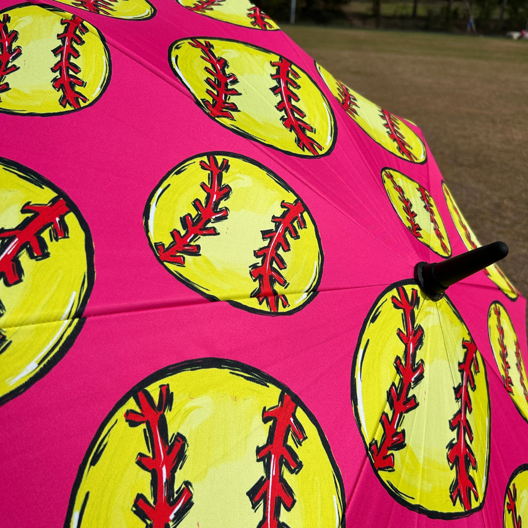 Softball Pink - UPF 50+ Large Golf Umbrella