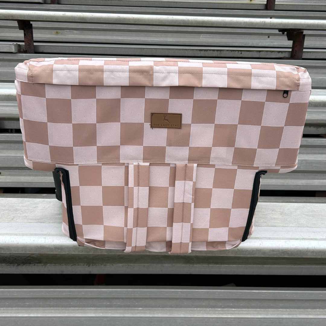 Speckled Beige Checkerboard 23" Stadium Seat with Armrests