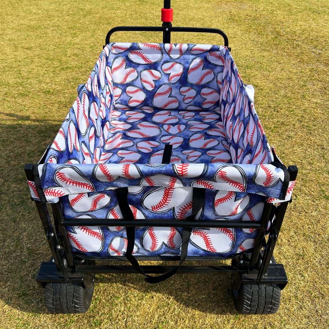 Baseball Hearts Blue Tailgate Wagon