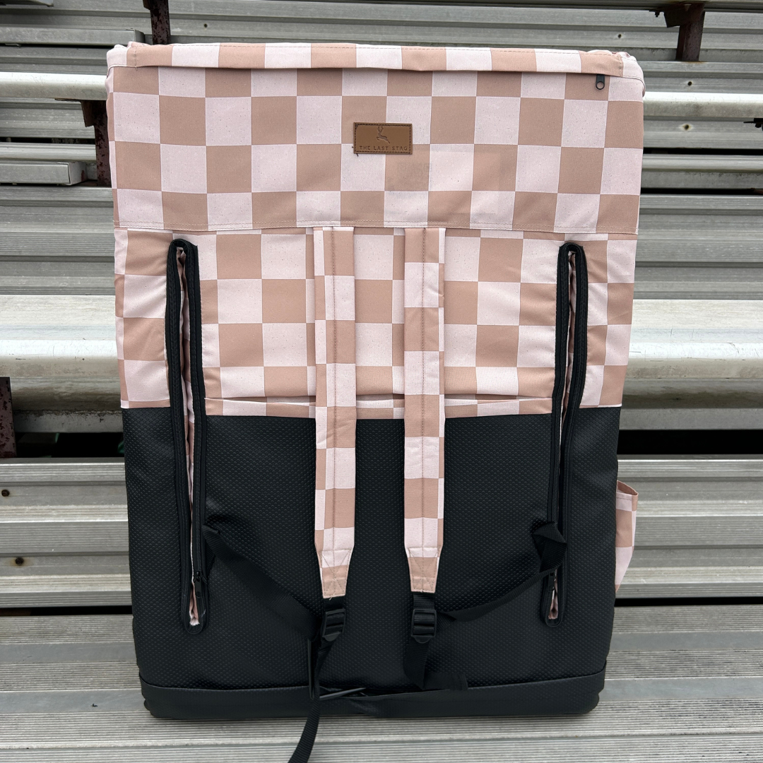 Speckled Beige Checkerboard 23" Stadium Seat with Armrests