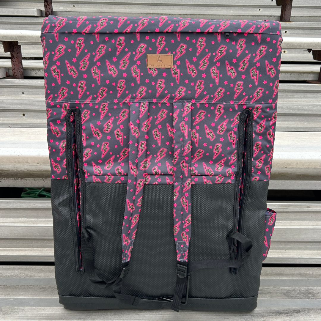 Pink Leopard Lightning Bolts 23" Stadium Seat with Armrests