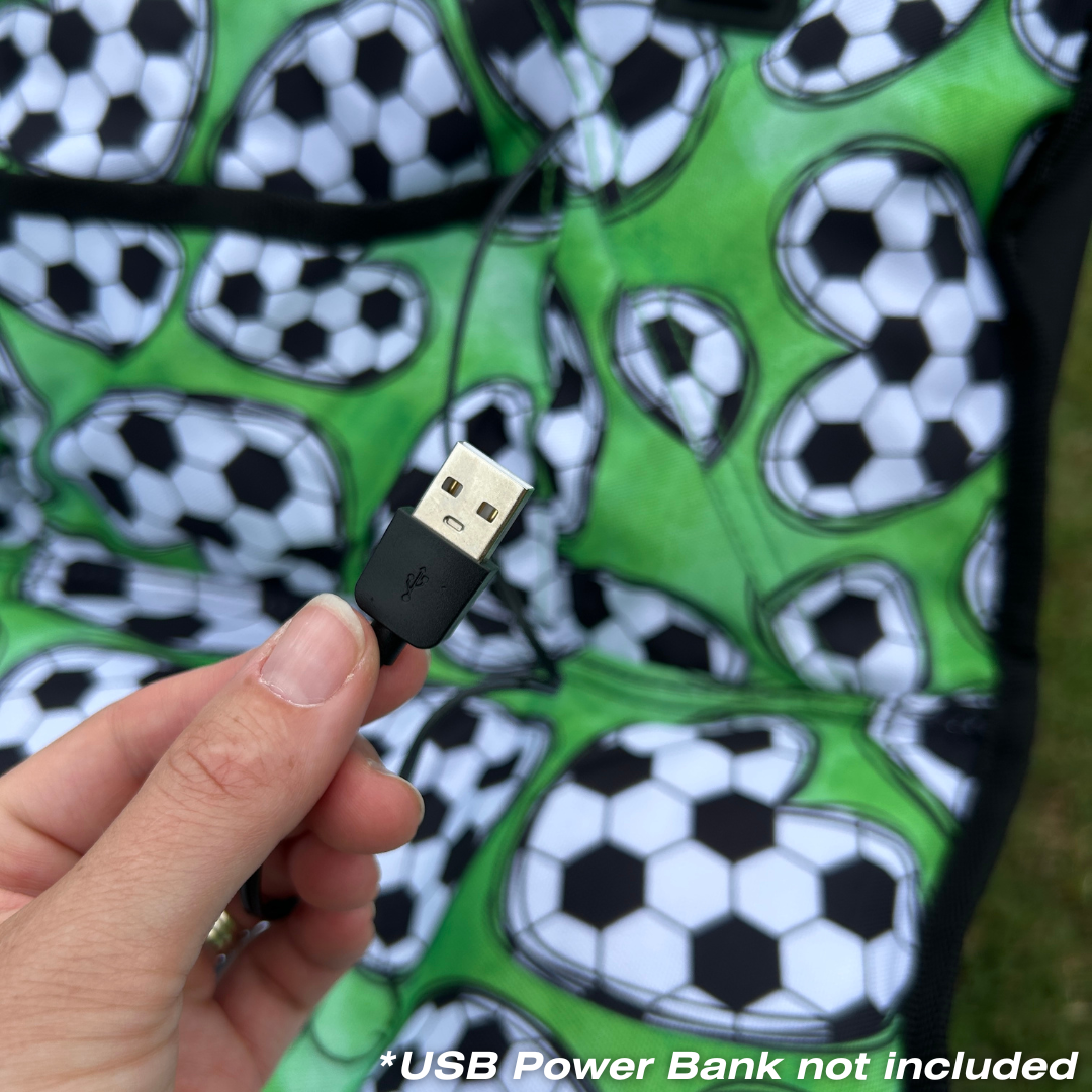 Soccer Hearts - Green - Heated Camping Chair