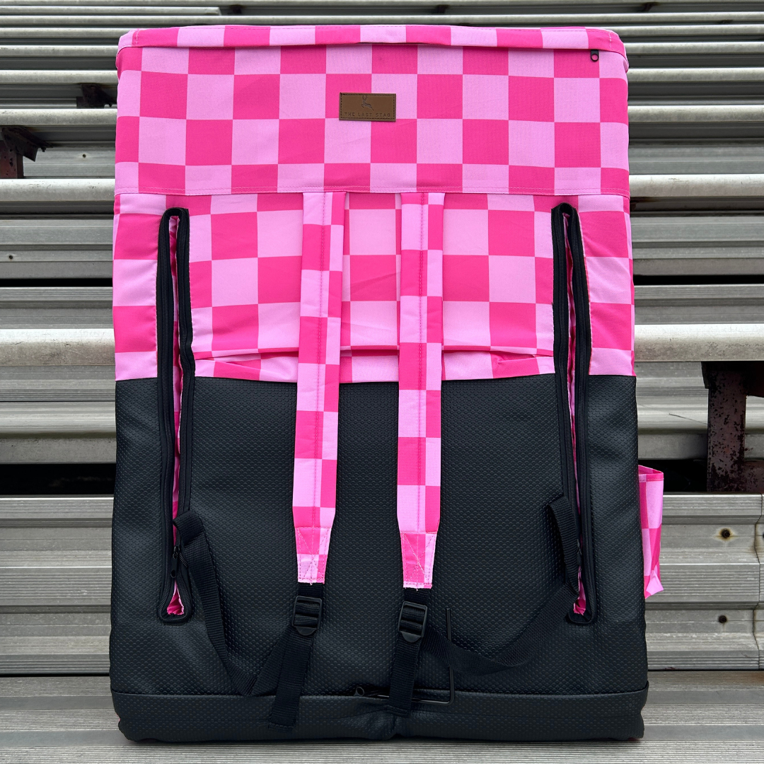 Pink Checkerboard 23" Stadium Seat with Armrests