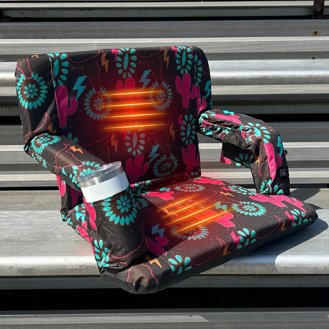 Heated Electric Cowboy 23" Stadium Seat with Armrests