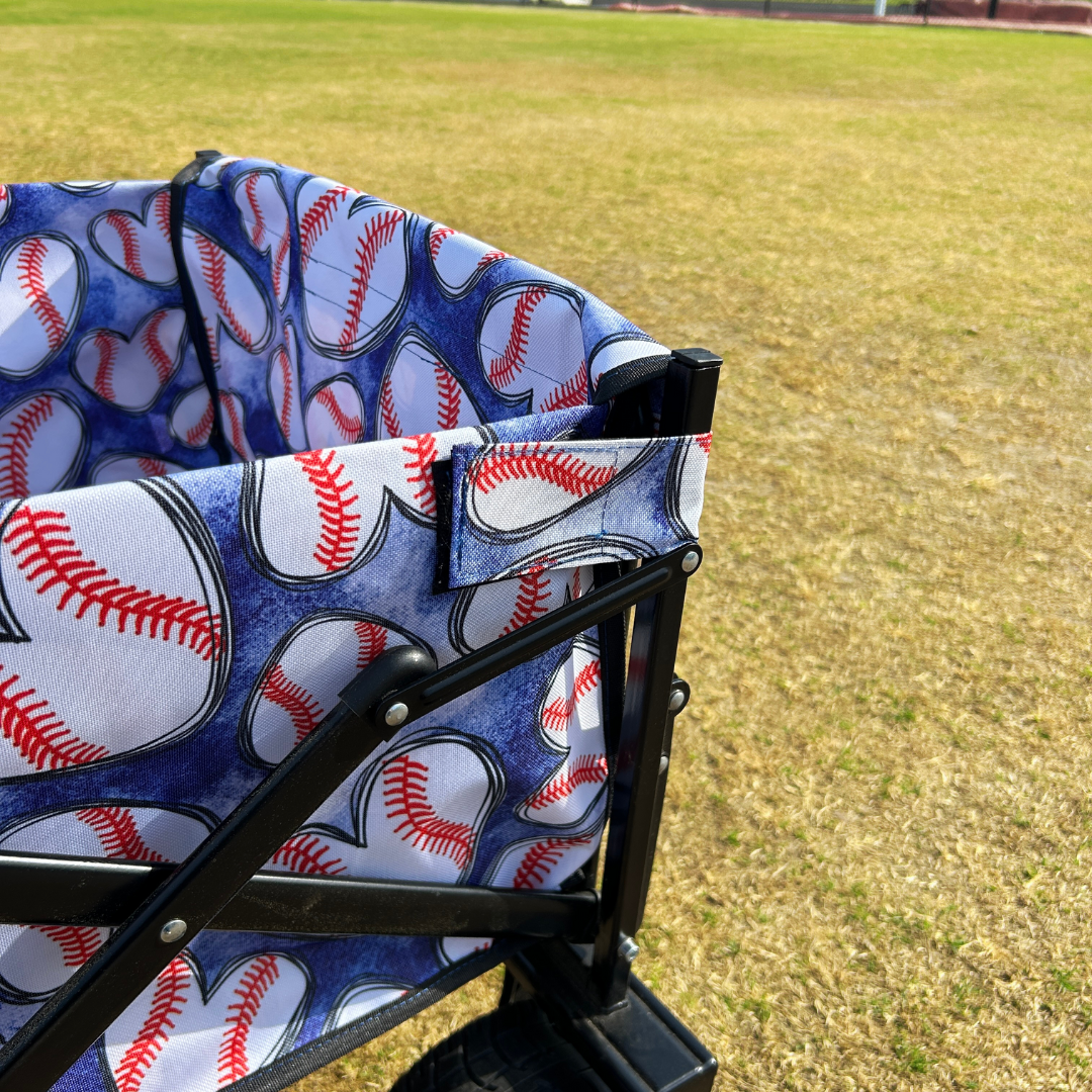 Baseball Hearts Blue Tailgate Wagon