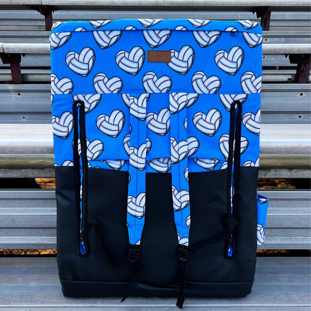 Volleyball Hearts Blue 23" Stadium Seat with Armrests