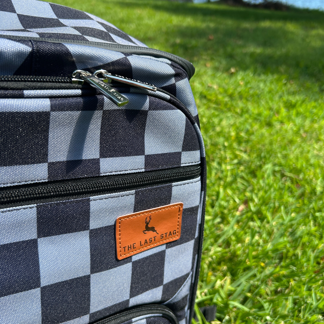 Grey Checkerboard Backpack Cooler