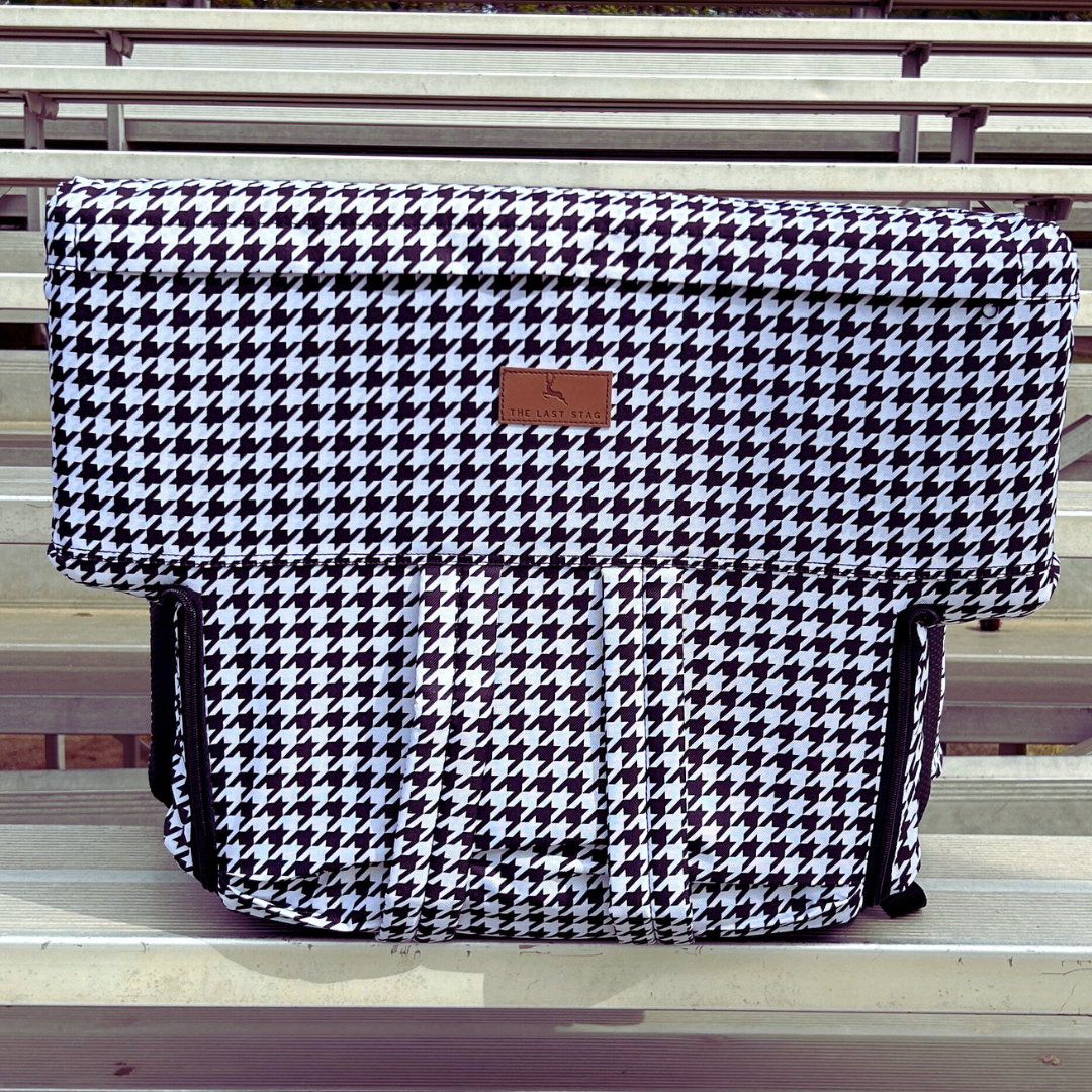 Black and White Houndstooth 23" Stadium Seat with Armrests