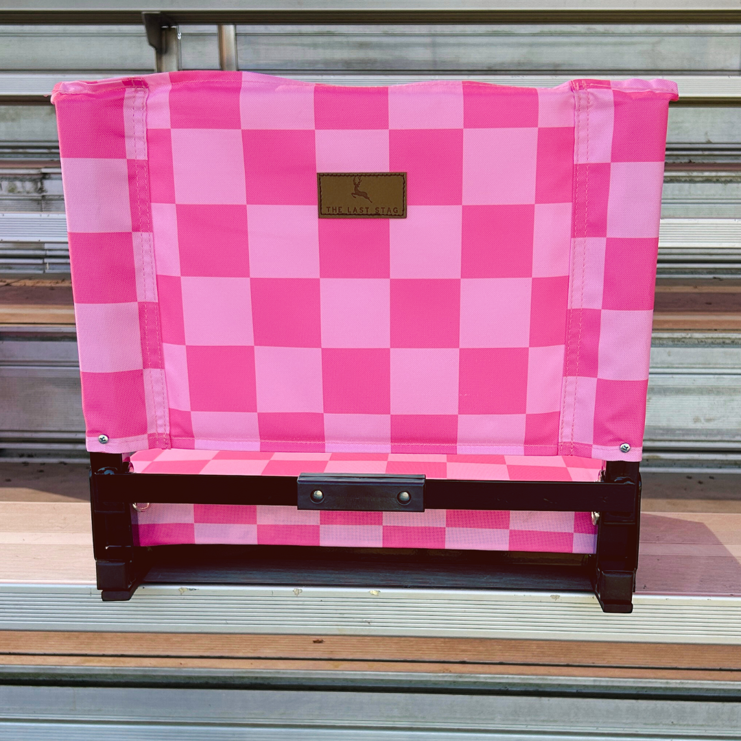 Pink Checkerboard Folding Stadium Seat
