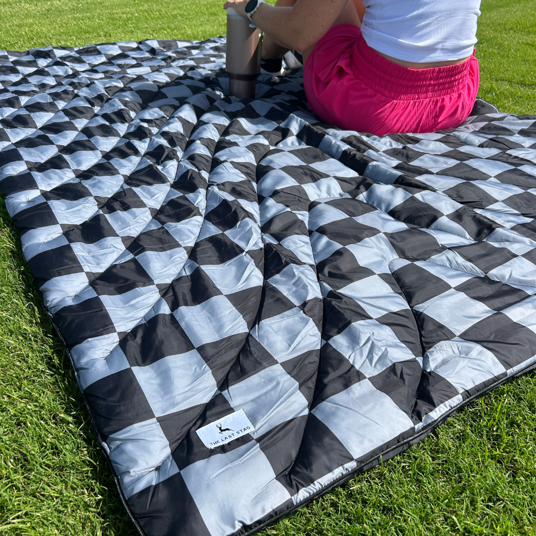 Grey Checkerboard - Indoor/Outdoor Puffy Blanket