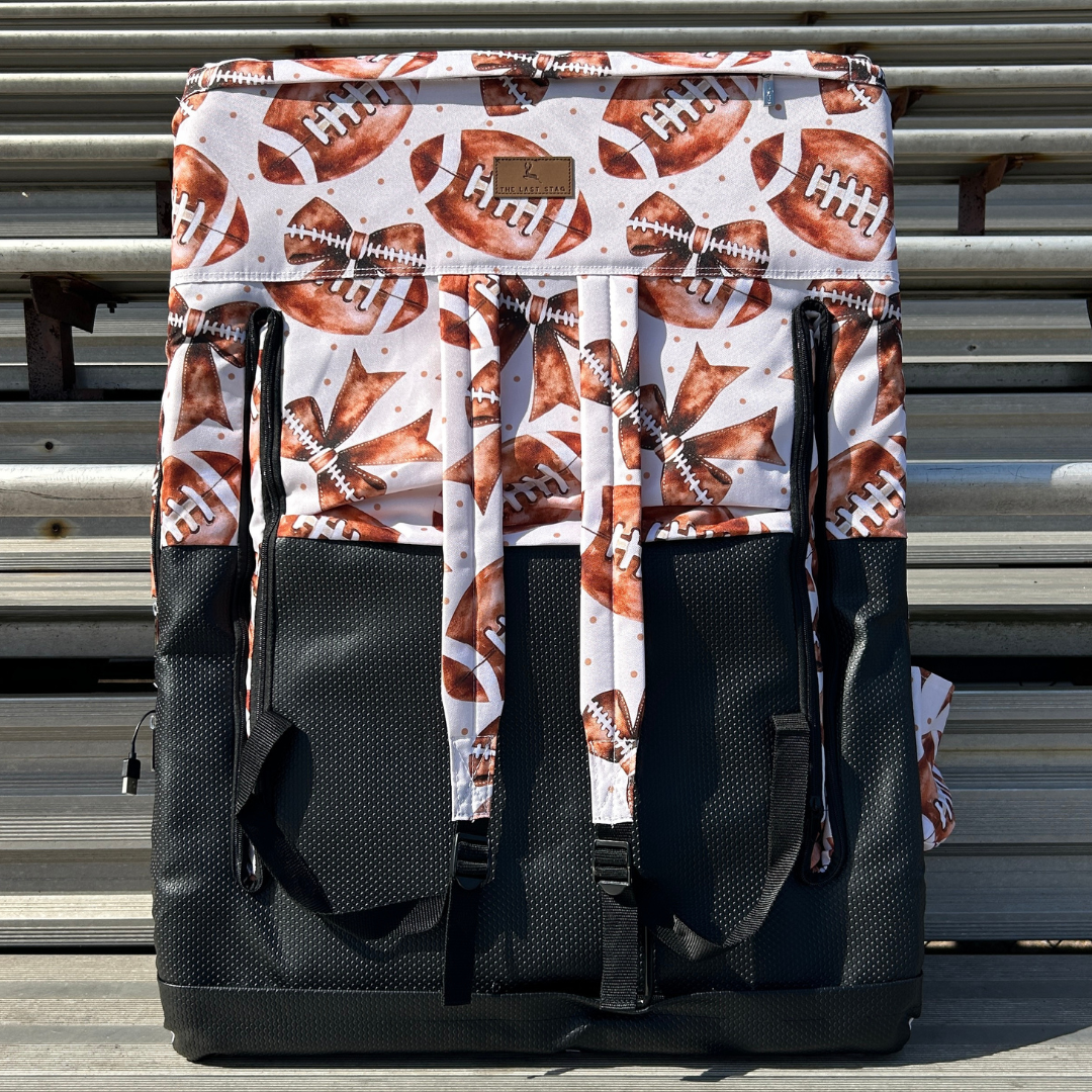Heated Footballs & Bows 23" Stadium Seat with Armrests
