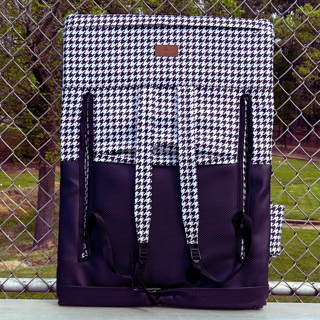 Black and White Houndstooth 23" Stadium Seat with Armrests