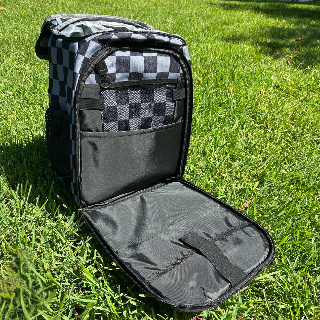 Grey Checkerboard Backpack Cooler