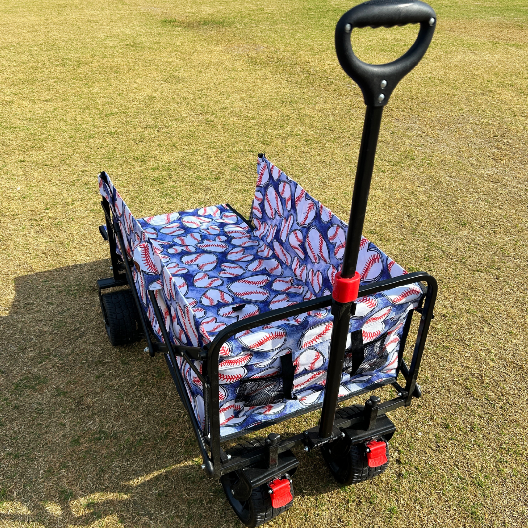 Baseball Hearts Blue Tailgate Wagon