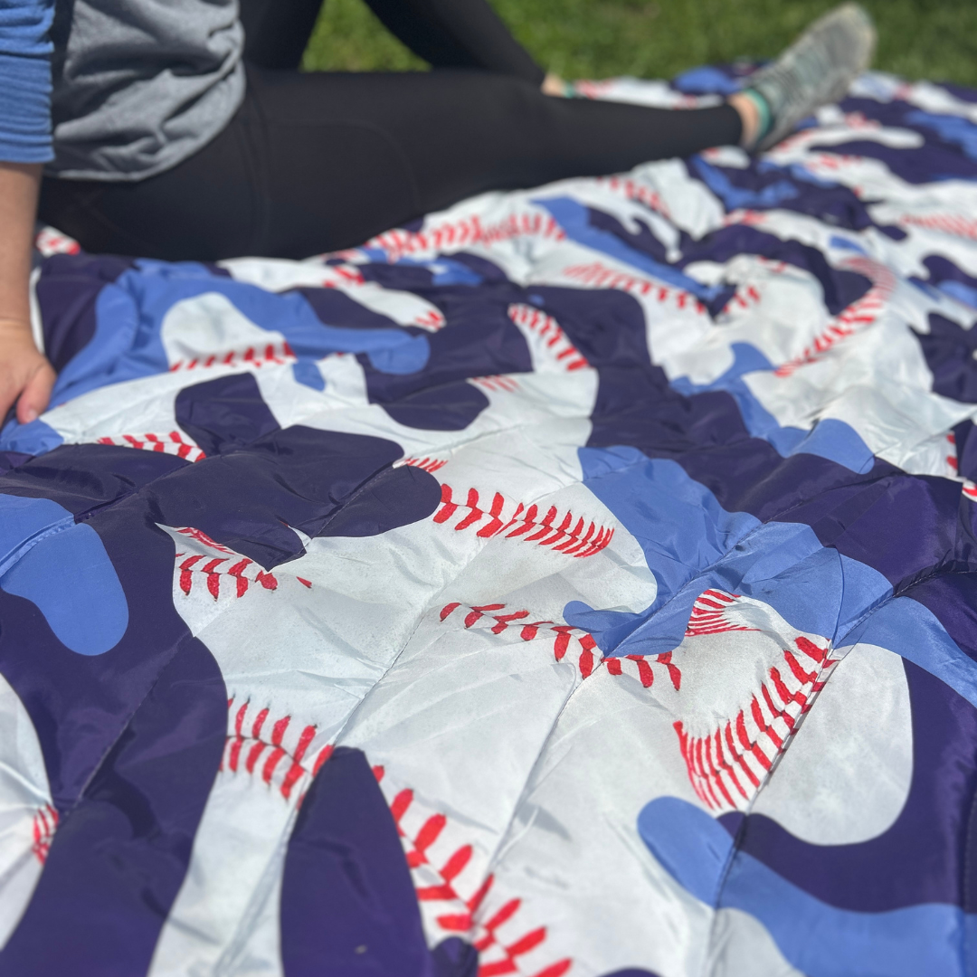 Blue Camo Baseball - Indoor/Outdoor Puffy Blanket