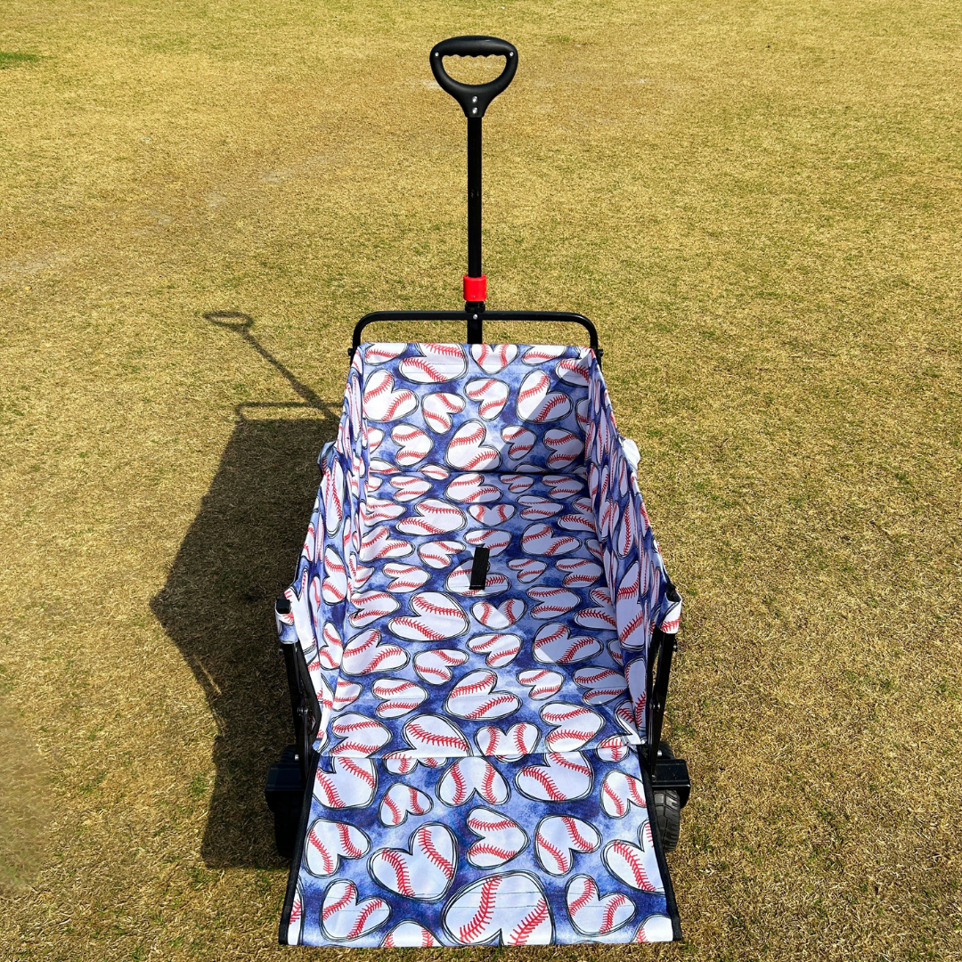 Baseball Hearts Blue Tailgate Wagon