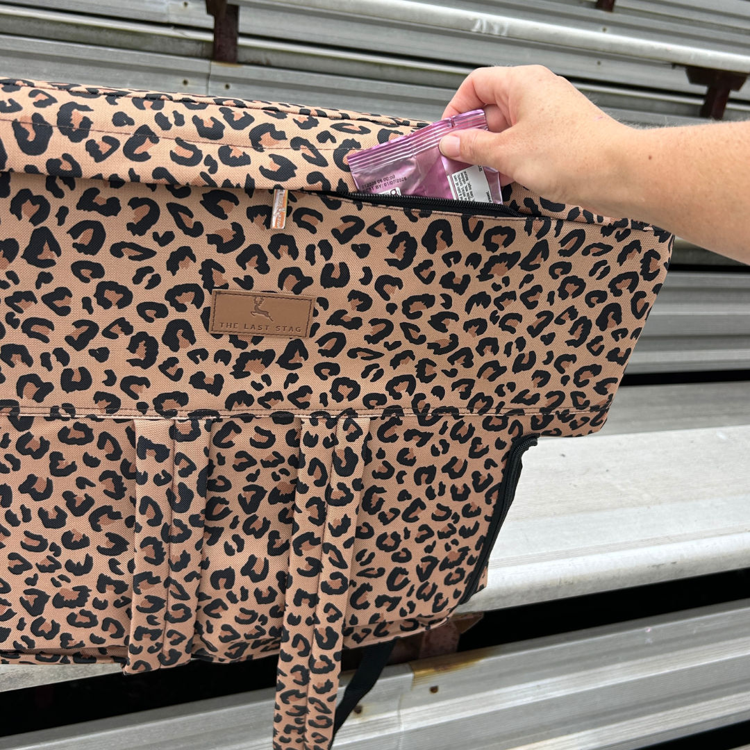 Heated Leopard 23" Wide Stadium Seat with Armrests