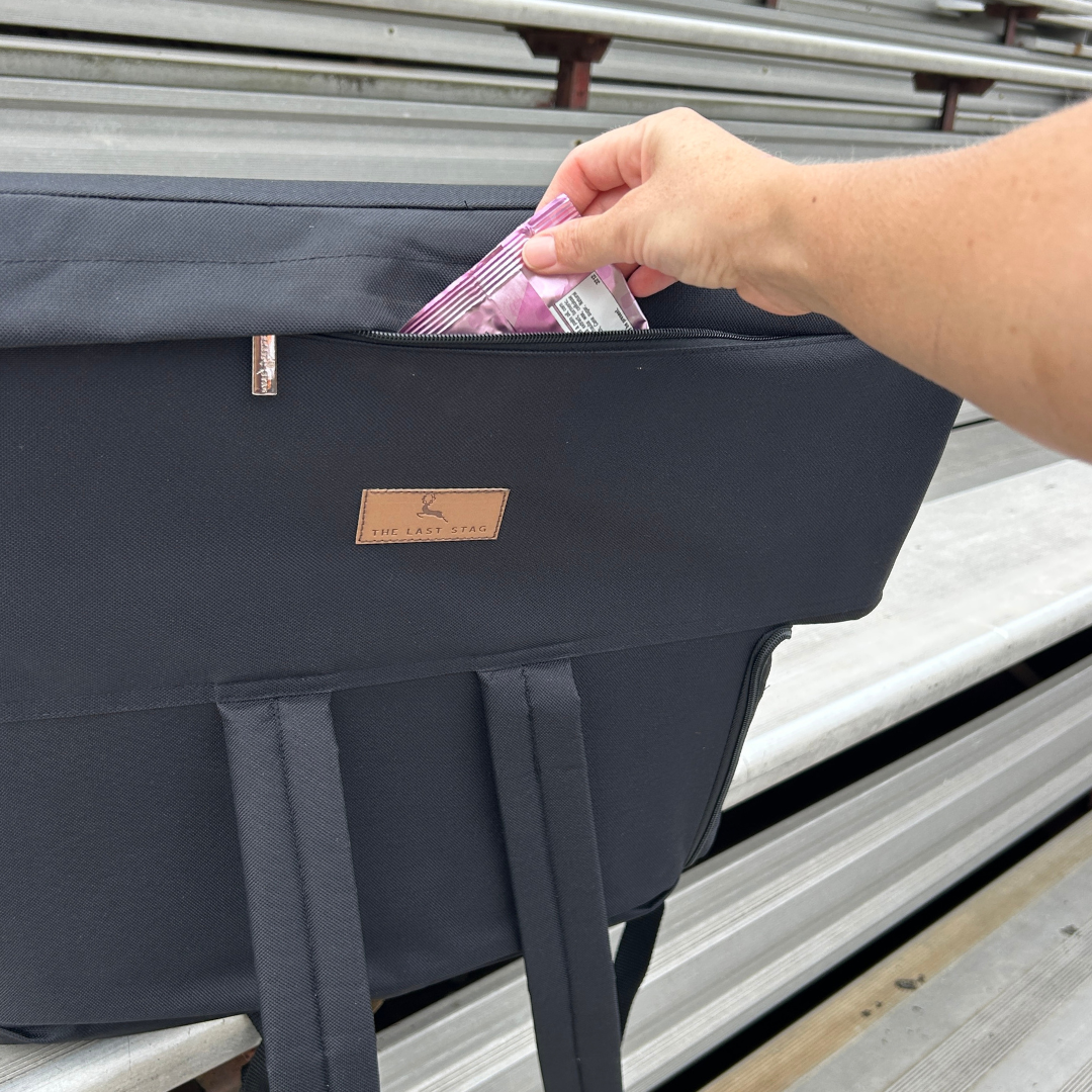 Heated Black 23" Wide Stadium Seat with Armrests