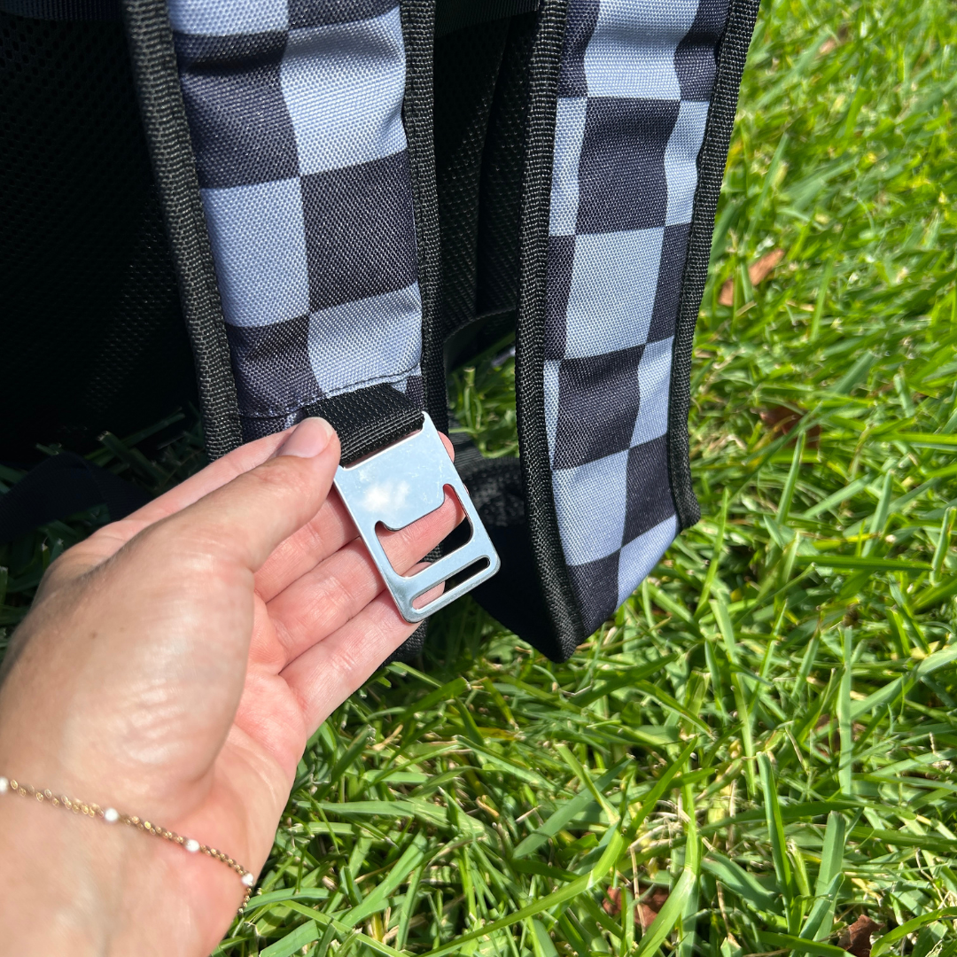 Grey Checkerboard Backpack Cooler
