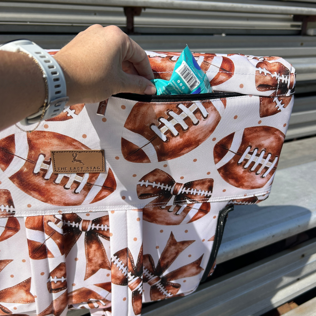 Heated Footballs & Bows 23" Stadium Seat with Armrests