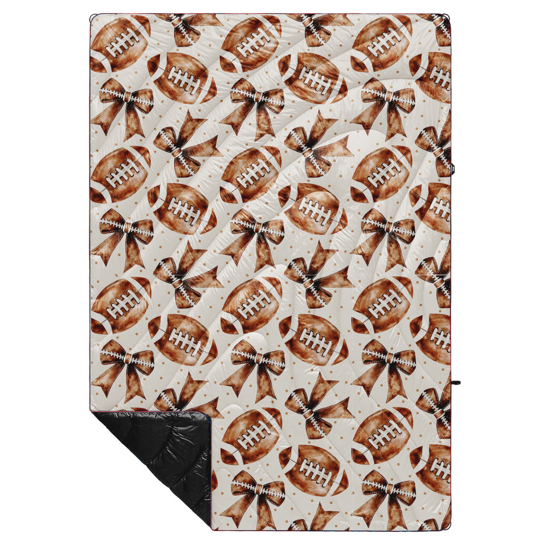 Footballs & Bows - Indoor/Outdoor Puffy Blanket