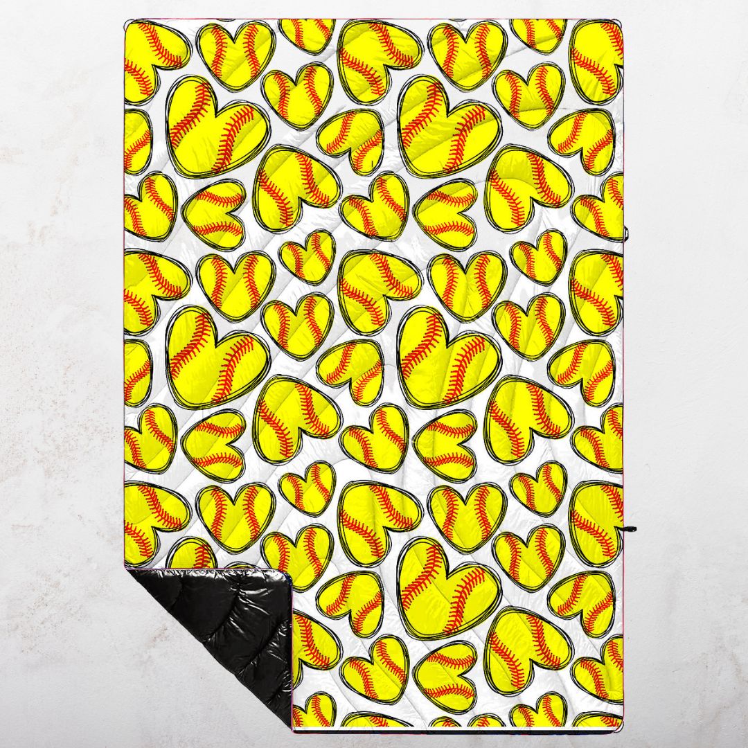 Softball Hearts - Indoor/Outdoor Puffy Blanket