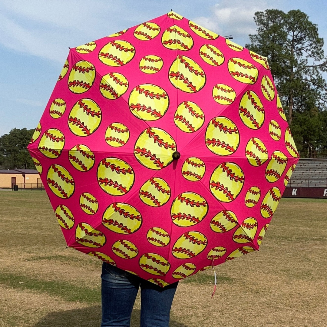 Softball Pink - UPF 50+ Large Golf Umbrella