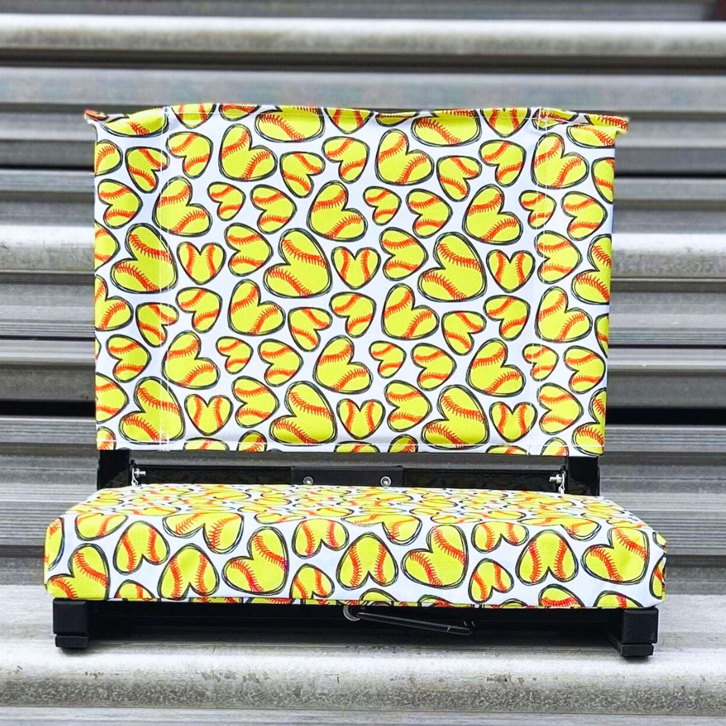 Softball Hearts Folding Stadium Seat