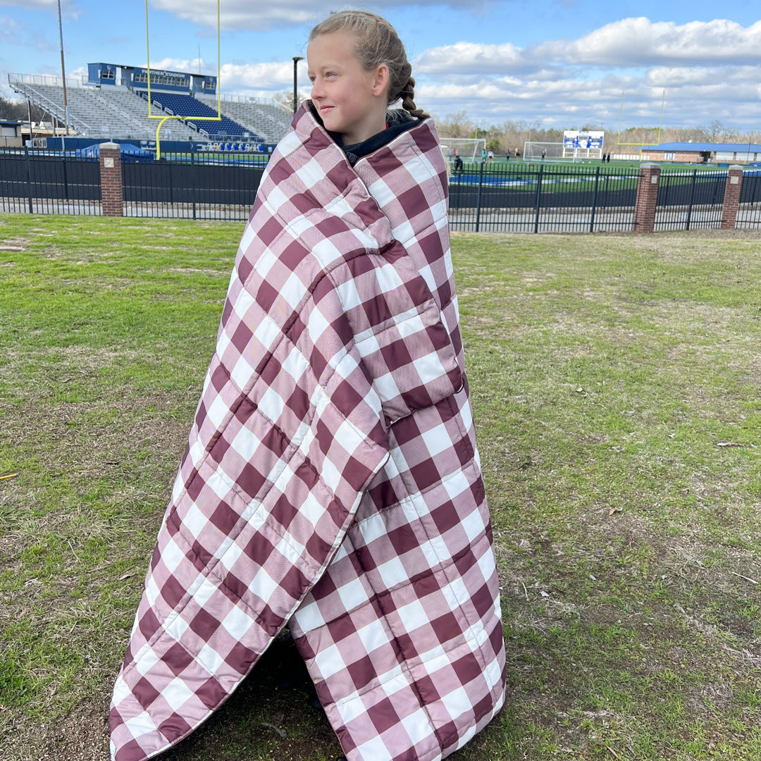 Maroon Buffalo Check - Indoor/Outdoor Puffy Blanket