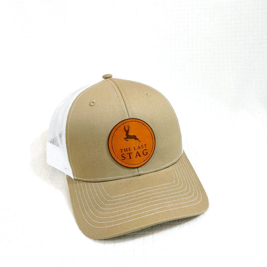 The Last Stag Leather Patch Hat - Khaki/White - The Last Stag