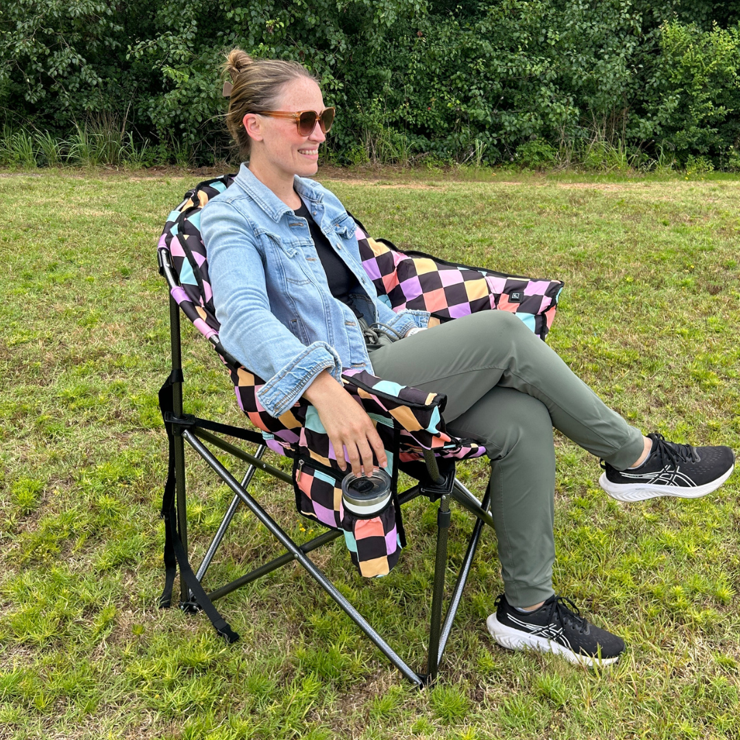 Retro Checkerboard - Heated Camping Chair